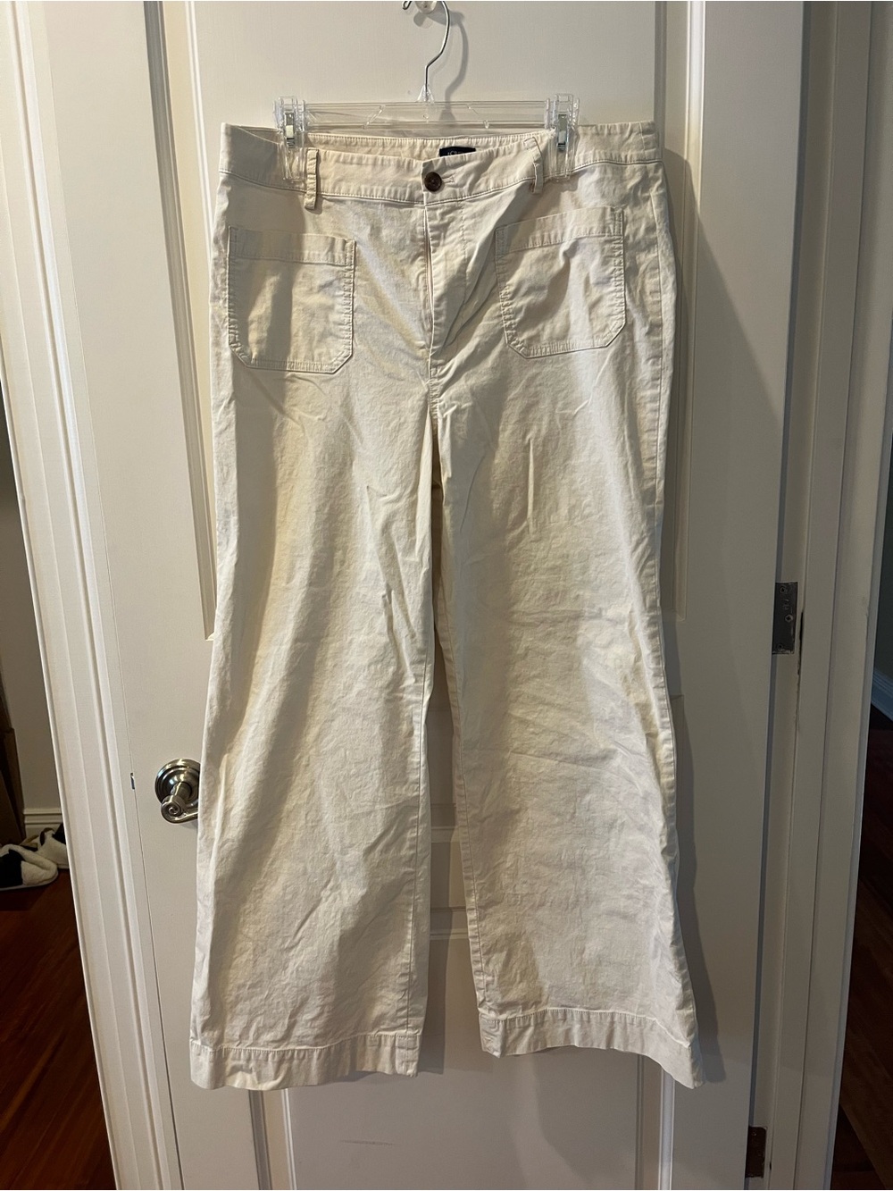 J. Crew Wide-Leg Cotton Pants in Off-White/Cream